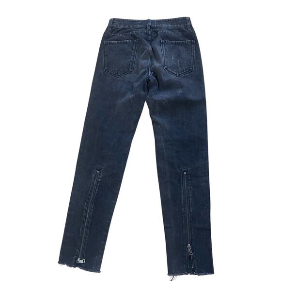 Trendiano Distressed Skinny Black Jeans, Back Leg Zippers, Grunge, Goth, S - Picture 4 of 10